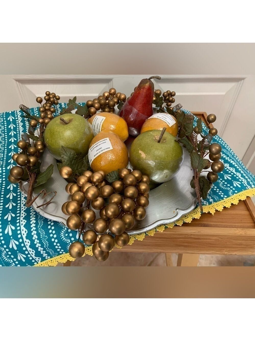 PIER 1 faux floral fruit bundle decor dining craft apple pear grapes lemons - Picture 1 of 11